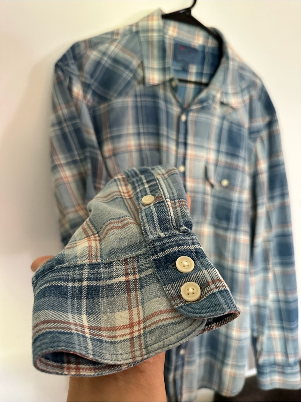 LUCKY Brand Vintage-Style Blue Plaid Button-Up Shirt - Men - Picture 6 of 10